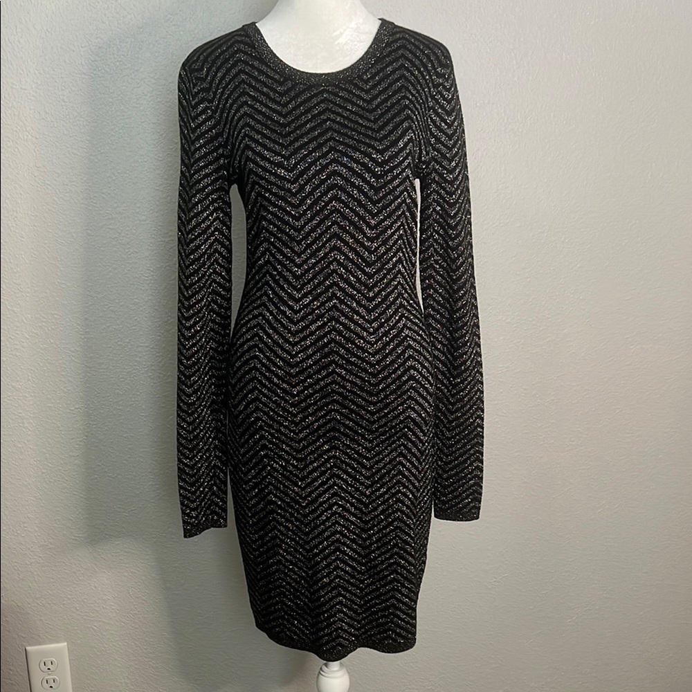 Express Metallic Herringbone Sweater Dress Size Medium